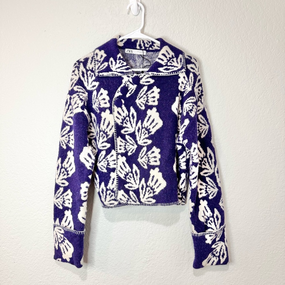 Zara Purple and Cream Knit Sweater, Just a Crush Cardigan